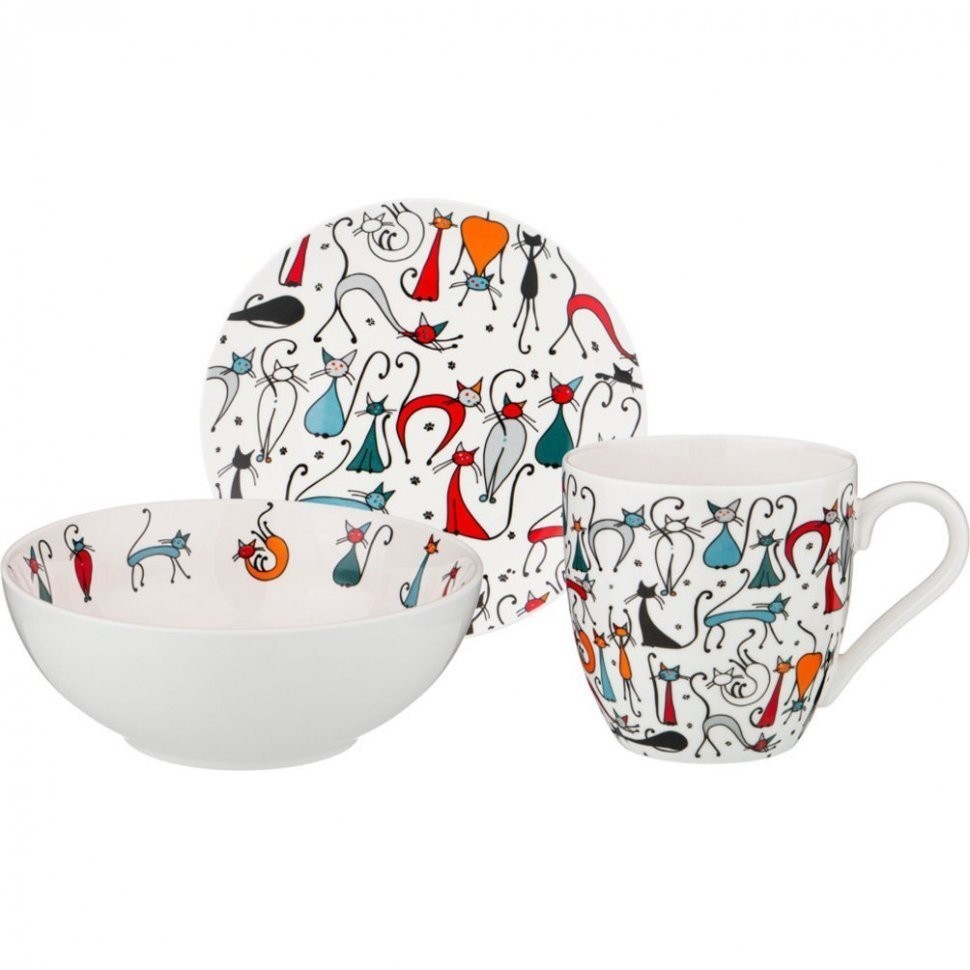 Набор для завтрака "котомания" 3пр. 20,5см/15см/380мл Lefard (151-140)