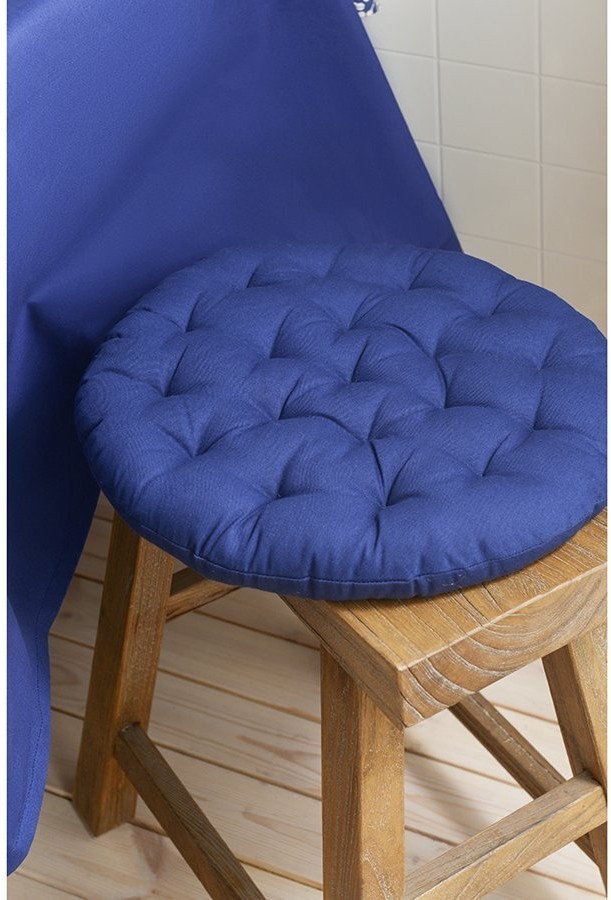 Подушка на стул круглая из хлопка темно-синего цвета из коллекции essential, 40 см (73554)