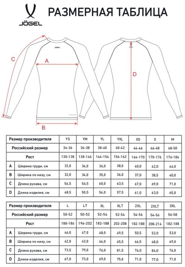 Футболка компрессионная с длинным рукавом JOGEL PerFormDRY Baselayer LS Tee, белый (2128922)