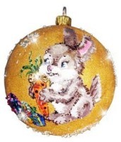 Картина Шар символ года Кролик с морковкой с кристаллами Swarovski (2611)