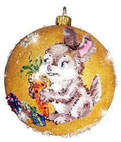 Картина Шар символ года Кролик с морковкой с кристаллами Swarovski (2611)