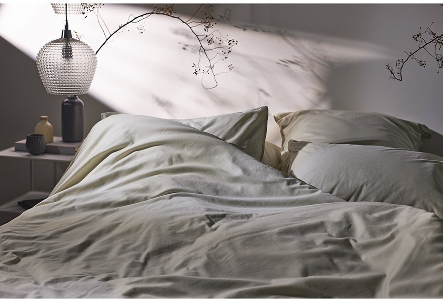 Комплект постельного белья из сатина серо-бежевого цвета с брашинг-эффектом из коллекции essential, 150х200 см (76083)