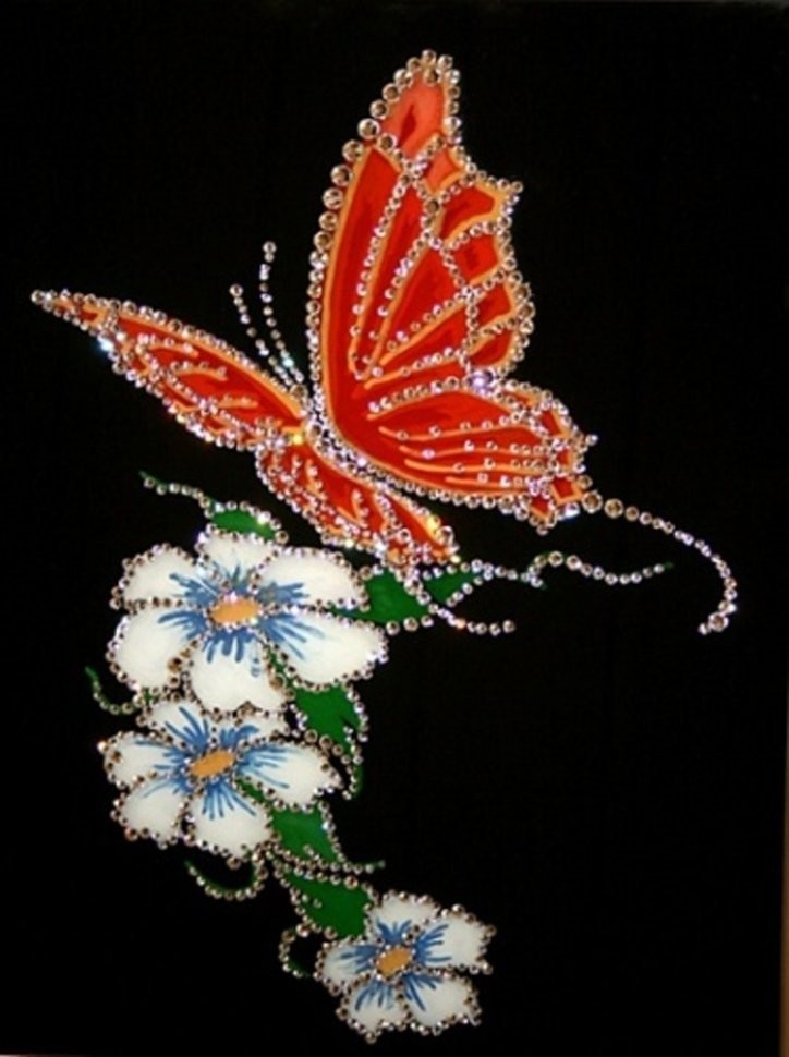 Картина Бабочка с кристаллами Swarovski (1055)