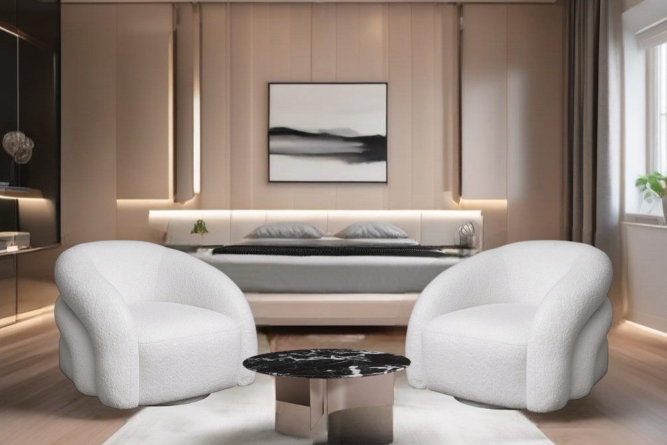 Кресло Monblan поворотное букле белое Hush000 93*90*70см (TT-00012939)