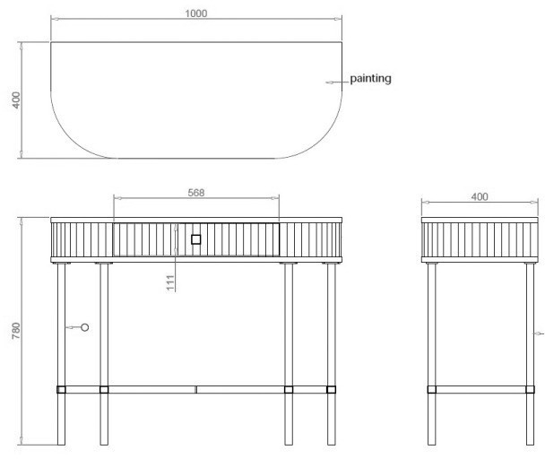 Консоль с 1 ящиком белая/металл золото 100*40*78см (TT-00010513)