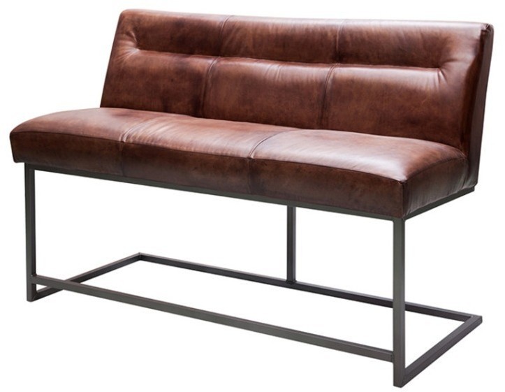 Диван BUDDY BUDDY-BAR-BENCH160, каркас металл, обивка натуральная кожа, dark brown, ROOMERS FURNITURE