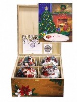 Новогодний набор на 4 шара 3 с кристаллами Swarovski (2225)