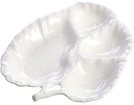 Менажница 4 отдел.,"Листок", фарфор LR (60015)