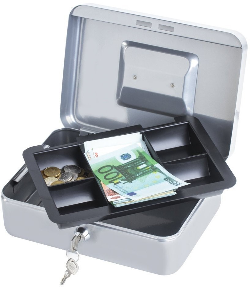 Ящик для денег Brauberg 90х180х250 мм серебристый 291059 (71873)