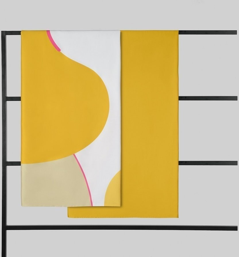 Комплект постельного белья двуспальный из сатина горчичного цвета с авторским принтом из коллекции freak fruit (70519)