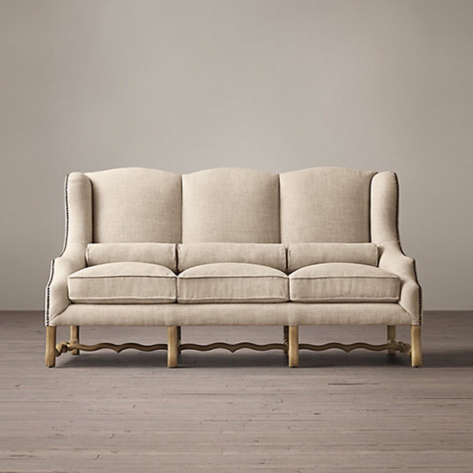 Диван Монсеньор VT10777-A1-A21115A2, каркас массив дуба, обивка лен, Cream, RESTORATION HARDWARE