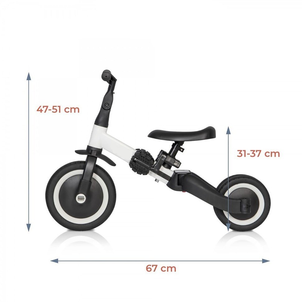 Детский беговел-велосипед 6в1 с родительской ручкой, белый (TR008-WHITE)