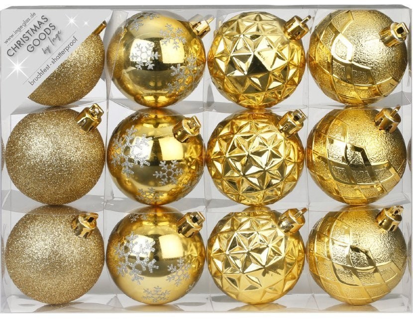 Набор ёлочных шаров INGE'S Christmas Decor 81195G001 d 6 см, золото (12 шт) (69753)