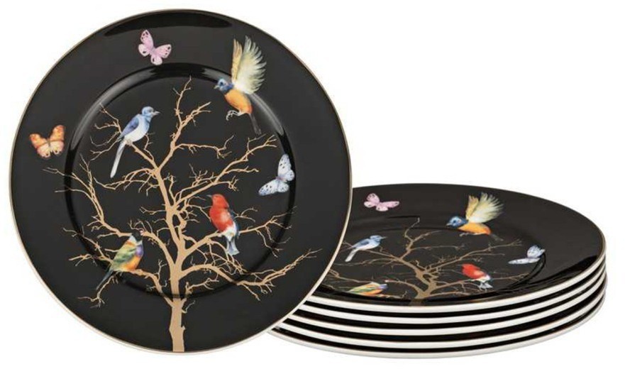 Набор тарелок закусочных lefard "райские птицы" 6 шт. 21 см черный (264-753)