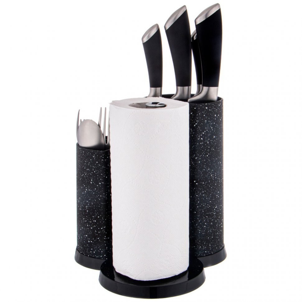Подставка для ножей agness универсальная c держателем для полотенец, высота: 25*22*16см (911-752)