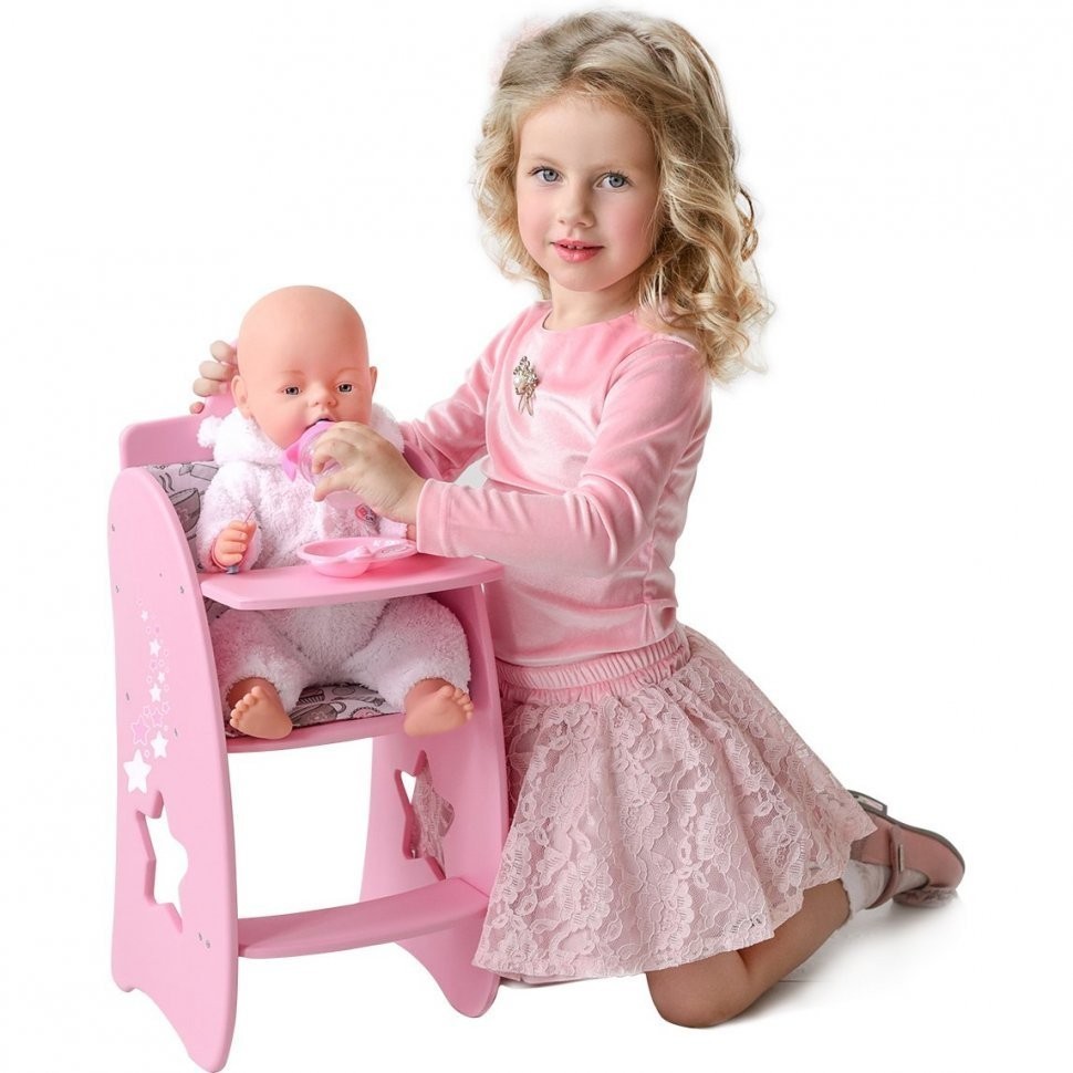 Стульчик для кормления кукол "Звездочка", цвет: розовый (PFD120-64)