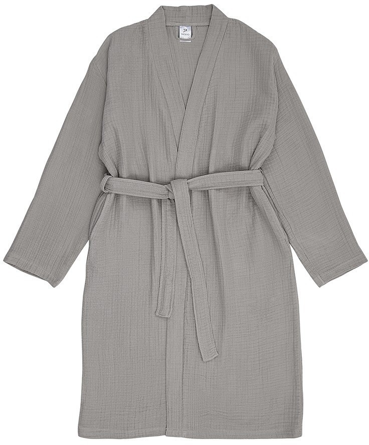 Халат из многослойного муслина серого цвета из коллекции essential, размер l (75393)
