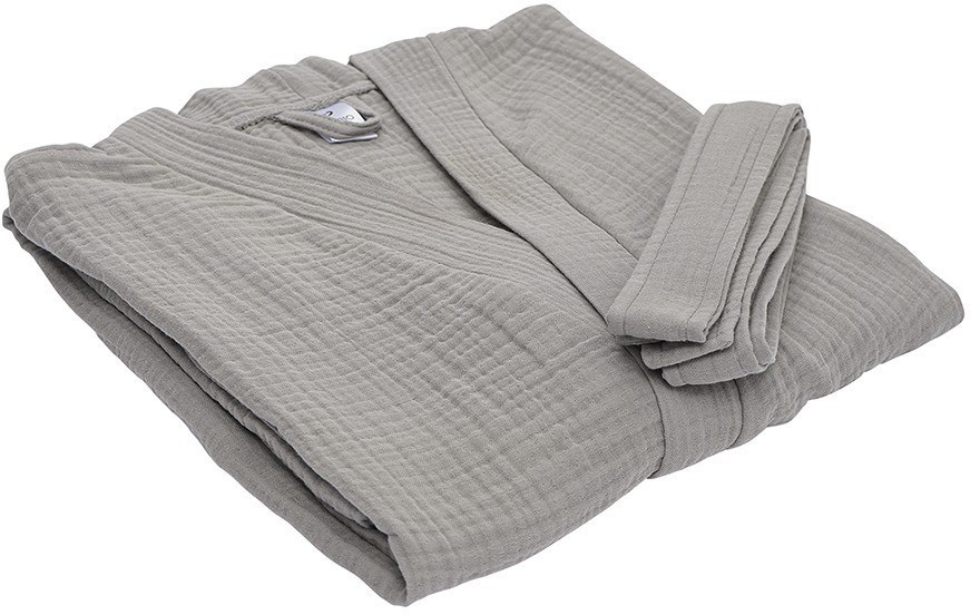 Халат из многослойного муслина серого цвета из коллекции essential, размер l (75393)