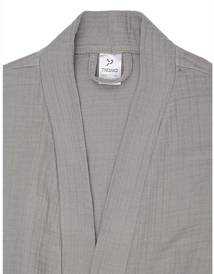 Халат из многослойного муслина серого цвета из коллекции essential, размер l (75393)