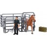 Фигурки животных серии "Мир лошадей": Авелинская лошадь, фермер, ограждение, вилы, сено (набор из 5 предметов) (MM214-319)