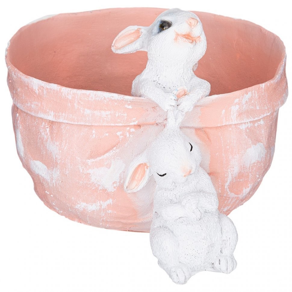 Кашпо декоративное/органайзер "кролики в лукошке", 15*17*20см, цвет: розовый Lefard (169-809)