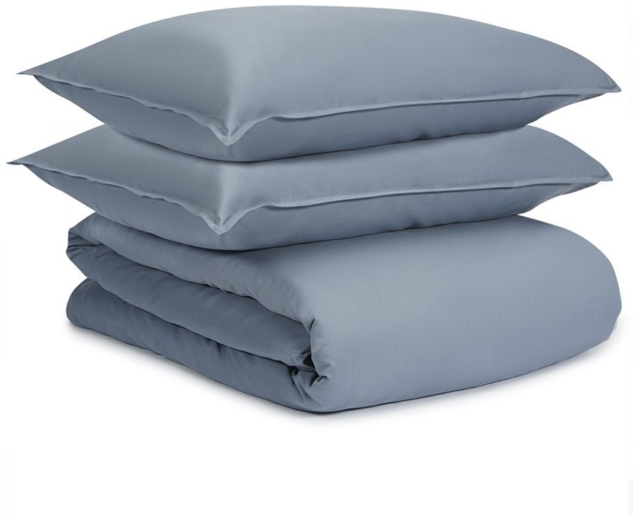 Комплект постельного белья из сатина джинсово-синего цвета с брашинг-эффектом из коллекции essential, 150х200 см (76081)