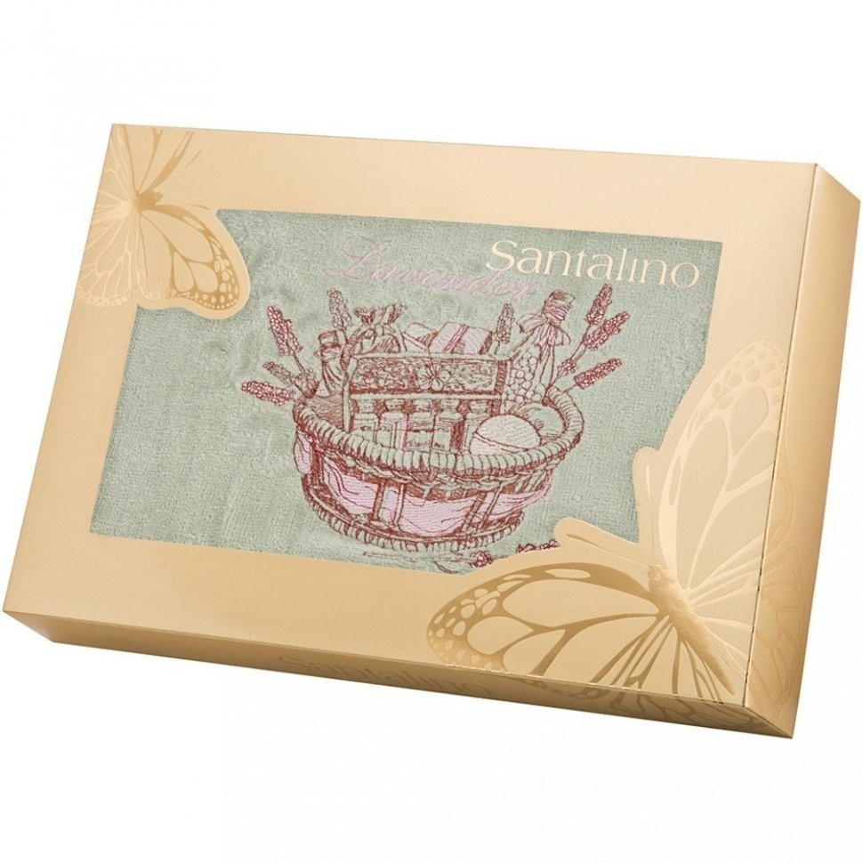 Полотенце махрововое "секрет красоты",40х70см, зелёный,100% х\б SANTALINO (850-331-64)