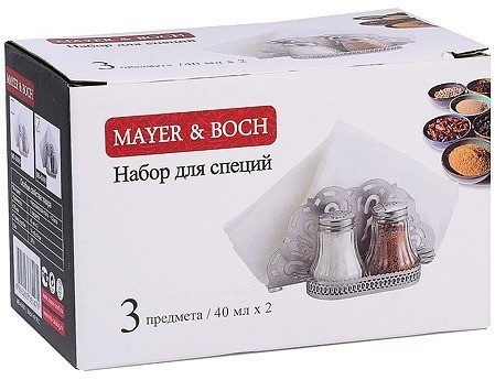 Набор для специй на подставке 4 предмета стекло/нерж Mayer&Boch (40490)