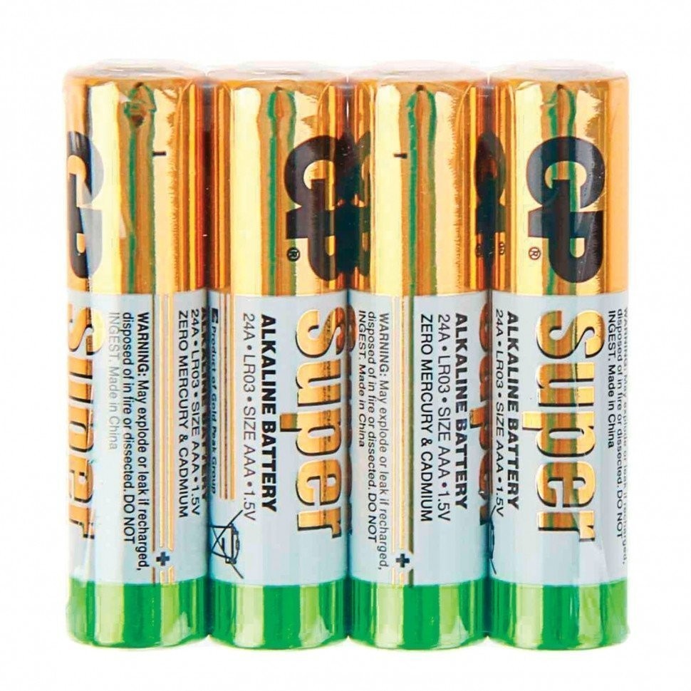 Батарейки алкалиновые GP Super LR03 (AAA) 4 шт 24ARS-2SB4 (5) (76376)