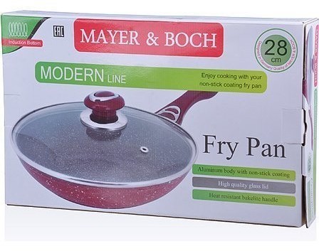 Сковорода 28см мрам/крошка с крышкой Mayer&Boch (26905)