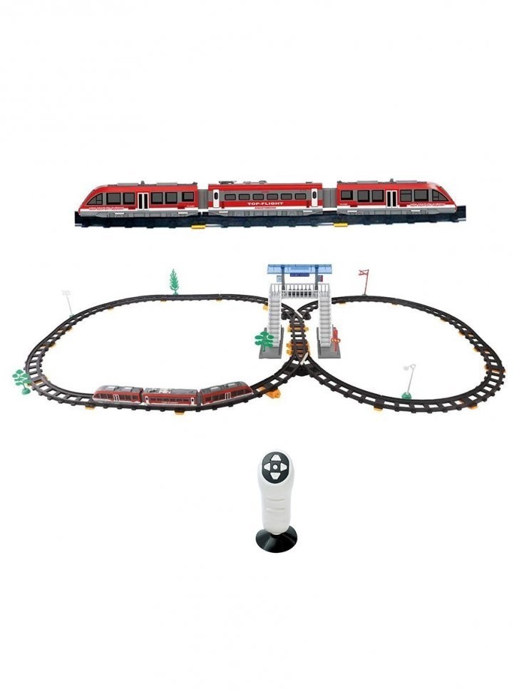 Железная дорога с пультом управления (поезд Красная стрела, длина 434 см, свет, звук) (LQ-2812Y)
