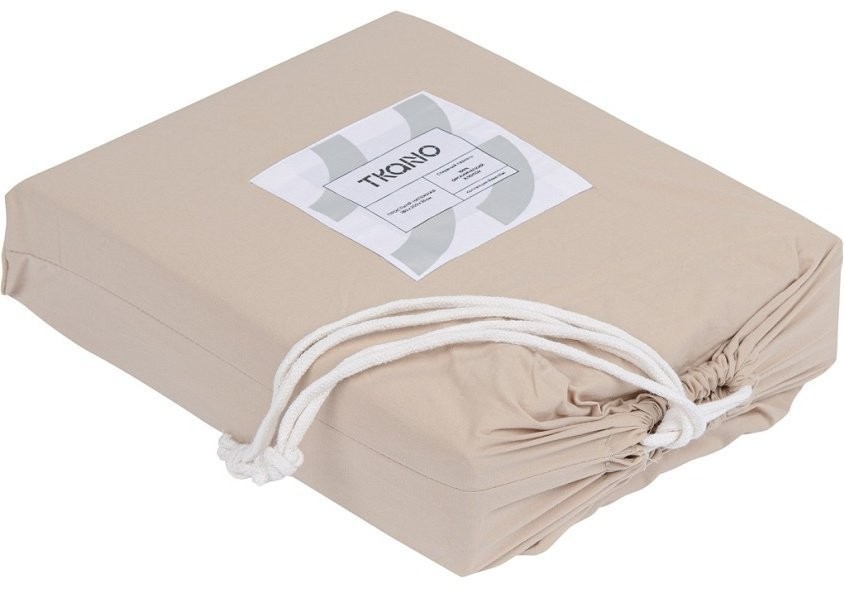 Простыня бежевого цвета из органического стираного хлопка из коллекции essential, 240х270 см (69390)