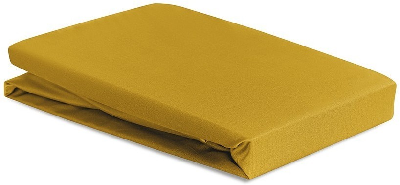 Простыня на резинке из премиального сатина горчичного цвета из коллекции essential, 200х200х30 см (78486)