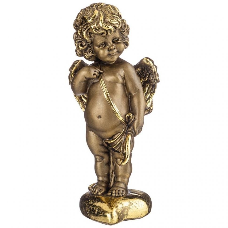 Фигурка декоративная "ангелочек с луком на сердечке" высота 23 см цвет: бронза с позолотой ИП Шихмурадов (169-361)