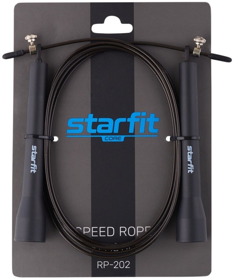 Скакалка RP-202 с подшипниками, с пластиковыми ручками, 3 м, черный (1121630)