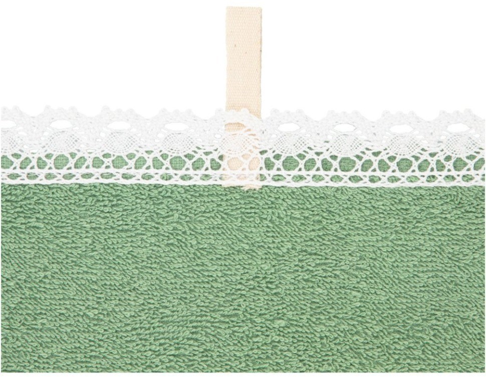 Полотенце махровое "ромашки",30х50см,зелёный,вышивка,100% х\б SANTALINO (850-331-66)