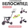 Детский беговел-велосипед 6в1 с родительской ручкой, розовый с рисунком (TR008-PINK-PAINT)