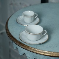 Чайная пара LANT007BI154020/LANT007BI155150СНЯТО, фарфор, white, gold, LE COQ