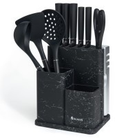 Набор agness из 11пр:5 ножей,половник,лопатка,шумовка,подставка,ножеточка,ножницы,черный мрамор/серы (671-227)
