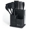 Набор agness из 11пр:5 ножей,половник,лопатка,шумовка,подставка,ножеточка,ножницы,черный мрамор/серы (671-227)