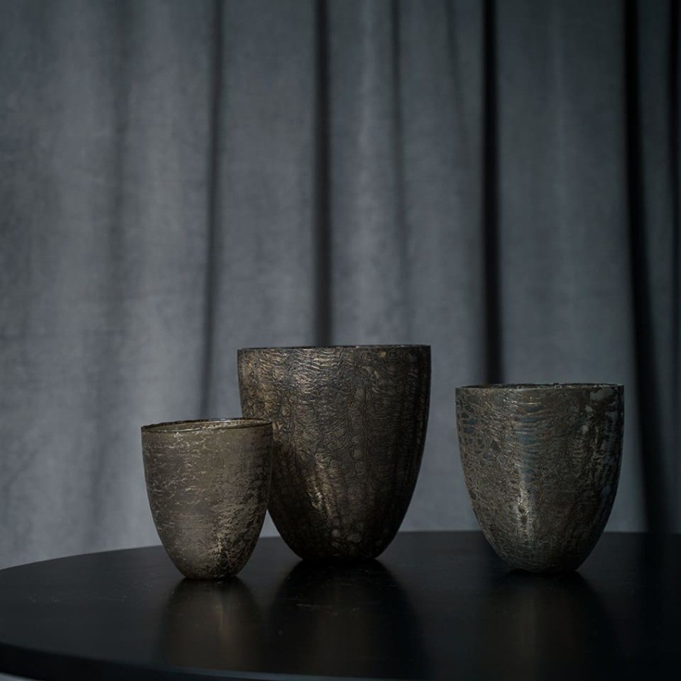 Подсвечник Ksa/5474, 16, стекло, Crackle black gold, ROOMERS FURNITURE