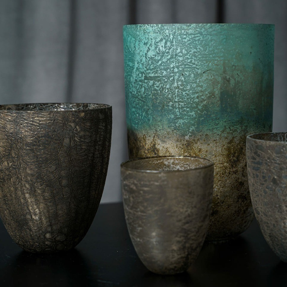 Подсвечник Ksa/5474, 16, стекло, Crackle black gold, ROOMERS FURNITURE