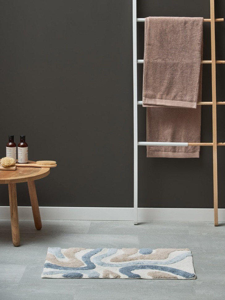 Коврик для ванной flow серо-синего цвета из коллекции ethnic, 50x80 см (79884)