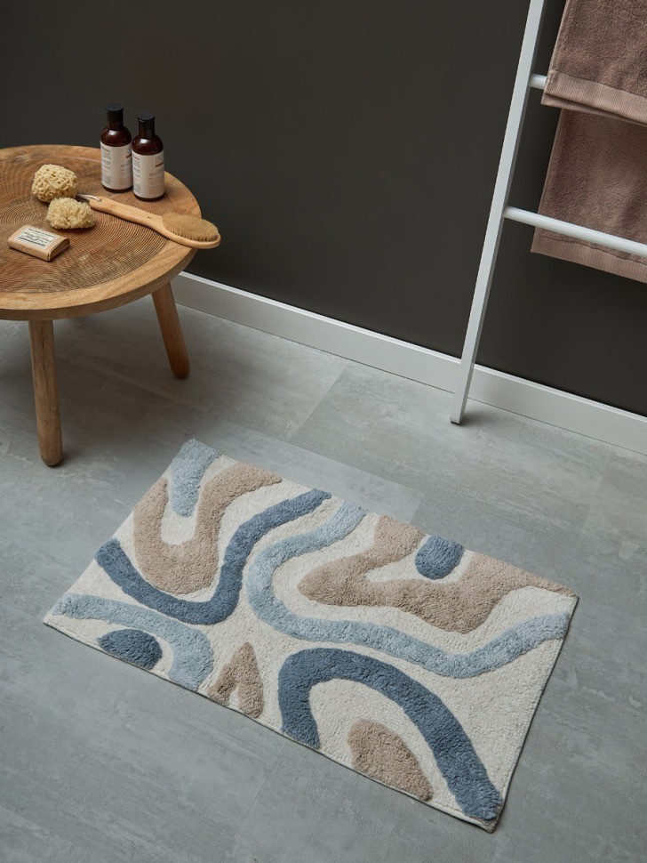 Коврик для ванной flow серо-синего цвета из коллекции ethnic, 50x80 см (79884)