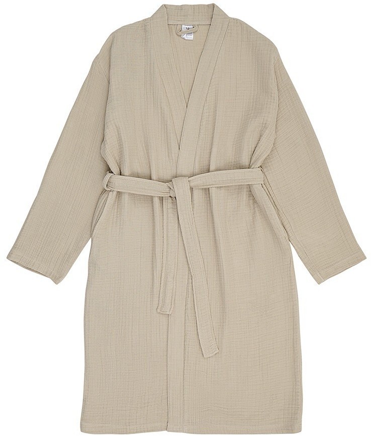 Халат из многослойного муслина бежевого цвета из коллекции essential, размер l (75390)