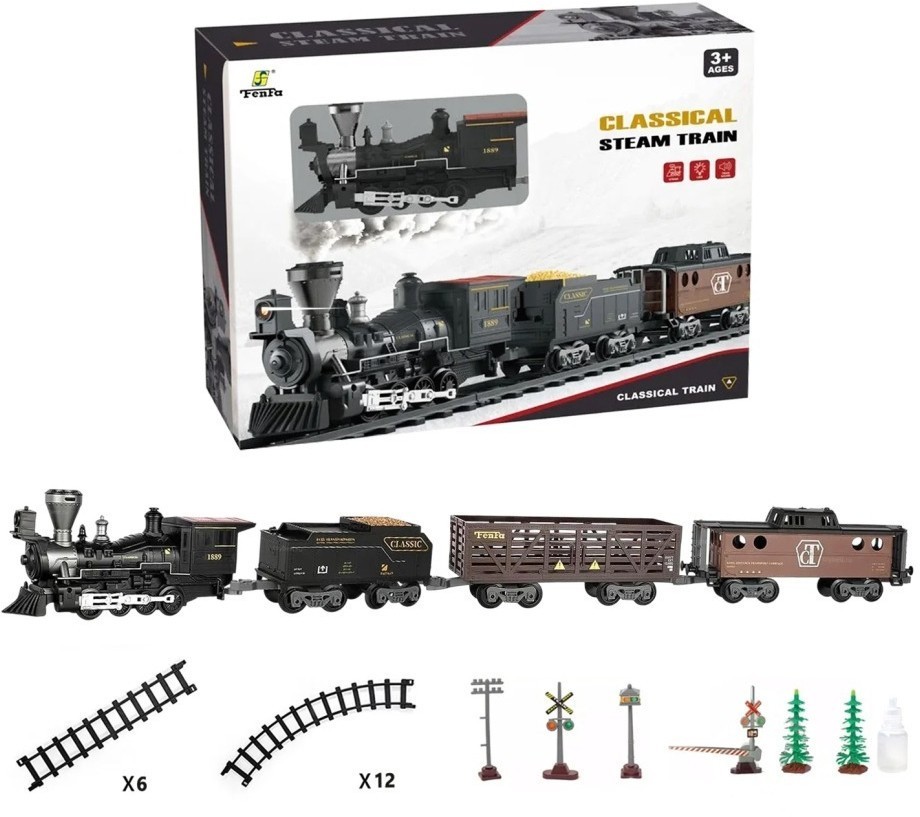 Детская железная дорога Fenfa с паром, свет, звук (1613A)