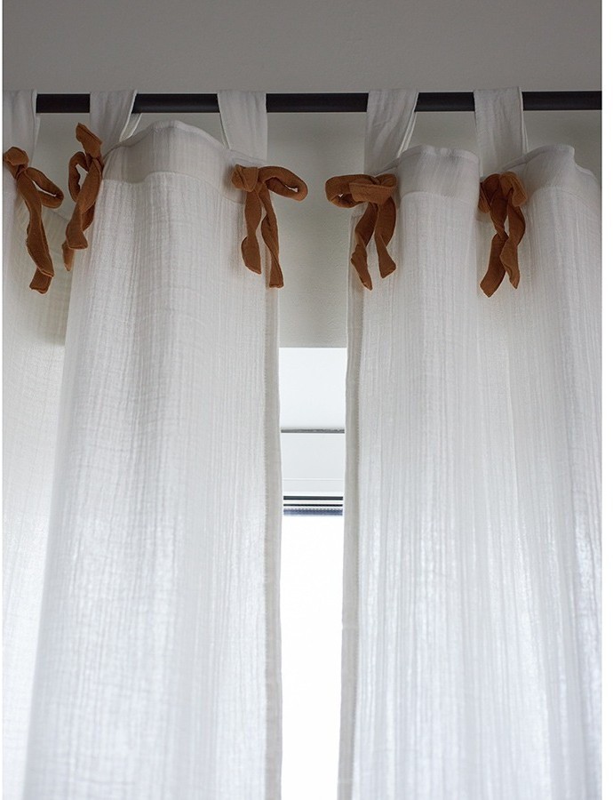 Штора из муслина с декором цвета карри из коллекции essential, 150х290 см (77783)