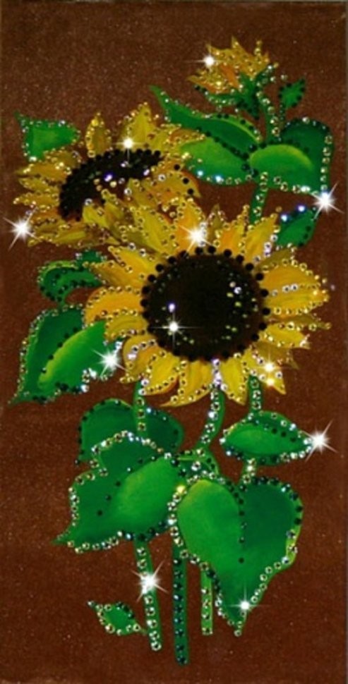 Картина Подсолнухи с кристаллами Swarovski (1246)