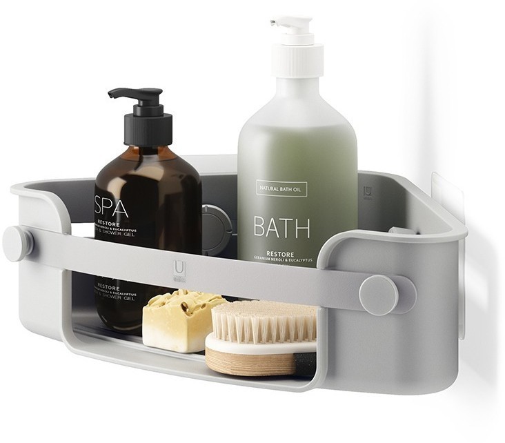 Органайзер для душа угловой flex adhesive, серый (77094)