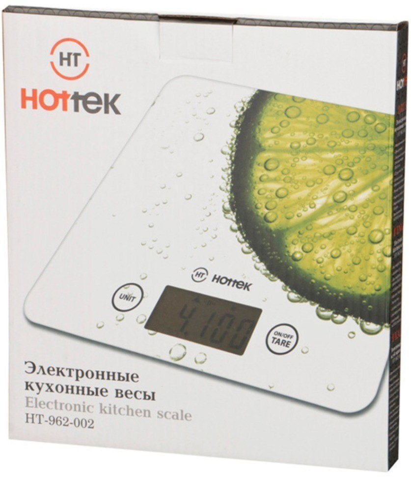 Весы кухонные ht-962-002, платформа из стекла 18*20*1,5 см. макс. вес=5 кг HOTTEK (962-002)